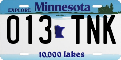 MN license plate 013TNK