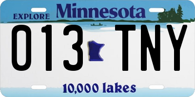 MN license plate 013TNY