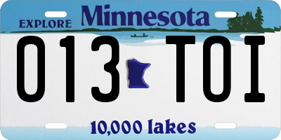 MN license plate 013TOI