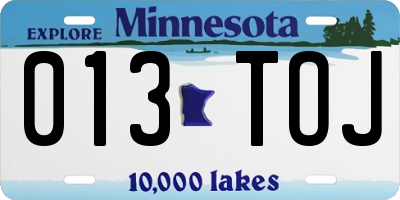 MN license plate 013TOJ