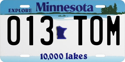 MN license plate 013TOM