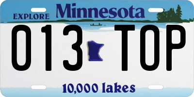 MN license plate 013TOP