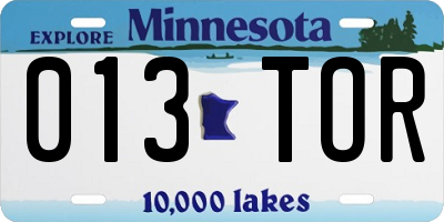 MN license plate 013TOR
