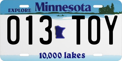 MN license plate 013TOY