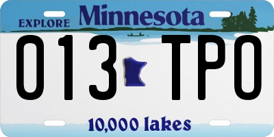 MN license plate 013TPO