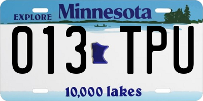 MN license plate 013TPU