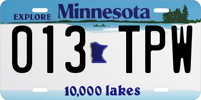 MN license plate 013TPW