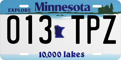 MN license plate 013TPZ