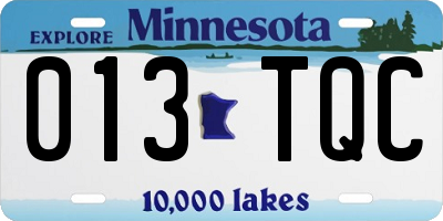 MN license plate 013TQC