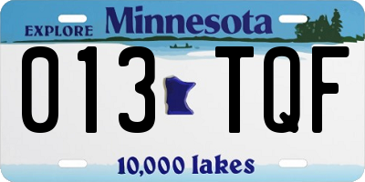 MN license plate 013TQF