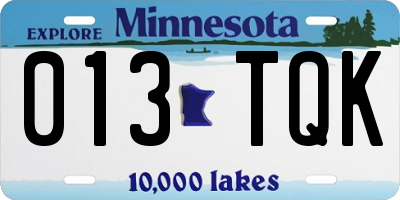 MN license plate 013TQK