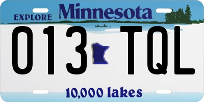 MN license plate 013TQL