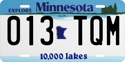 MN license plate 013TQM