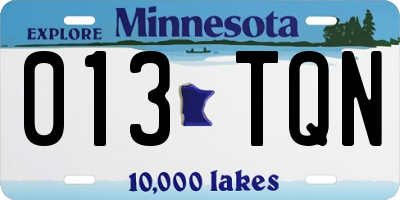 MN license plate 013TQN