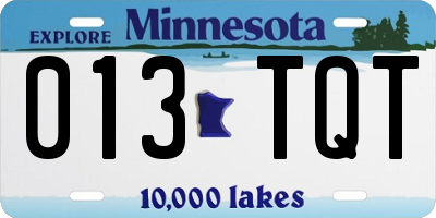 MN license plate 013TQT