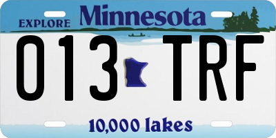 MN license plate 013TRF