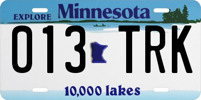 MN license plate 013TRK