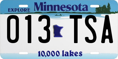 MN license plate 013TSA