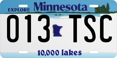 MN license plate 013TSC