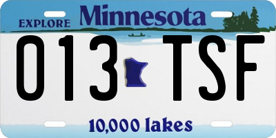 MN license plate 013TSF