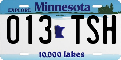 MN license plate 013TSH