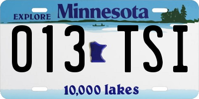 MN license plate 013TSI
