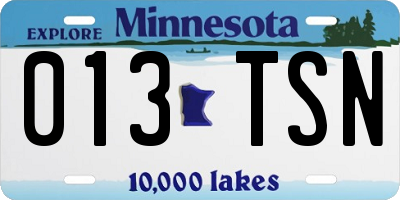 MN license plate 013TSN