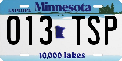MN license plate 013TSP