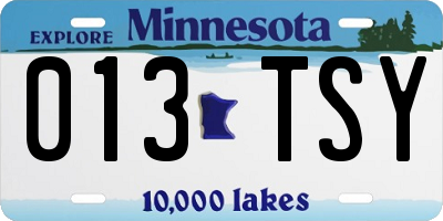MN license plate 013TSY