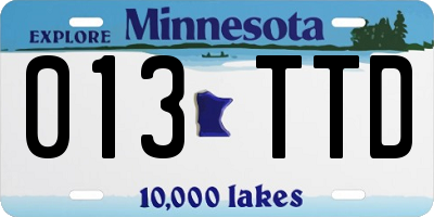 MN license plate 013TTD