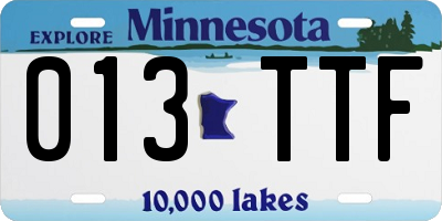 MN license plate 013TTF