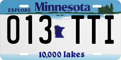 MN license plate 013TTI