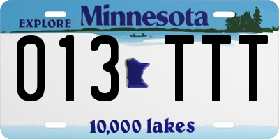 MN license plate 013TTT