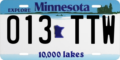 MN license plate 013TTW