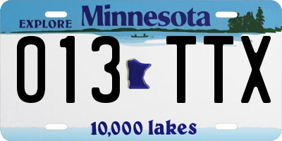 MN license plate 013TTX