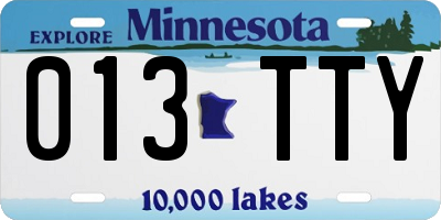 MN license plate 013TTY