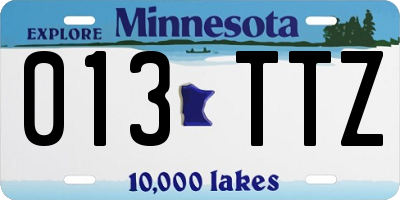 MN license plate 013TTZ