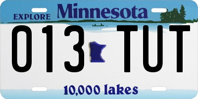 MN license plate 013TUT