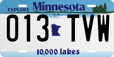 MN license plate 013TVW