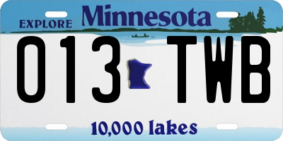MN license plate 013TWB