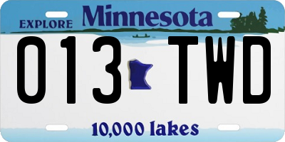 MN license plate 013TWD