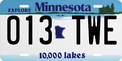 MN license plate 013TWE