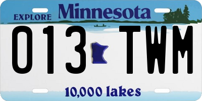 MN license plate 013TWM