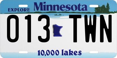 MN license plate 013TWN