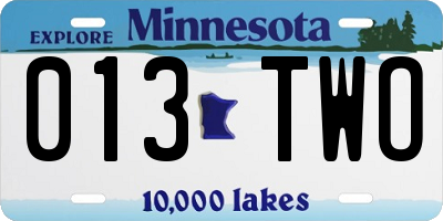 MN license plate 013TWO
