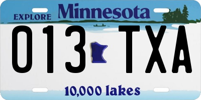 MN license plate 013TXA