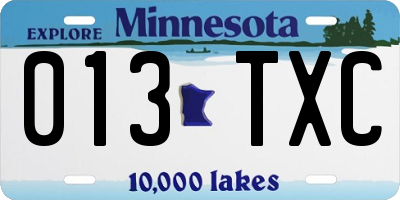 MN license plate 013TXC