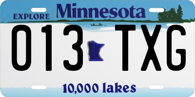 MN license plate 013TXG