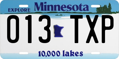 MN license plate 013TXP