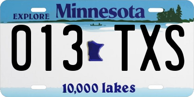 MN license plate 013TXS